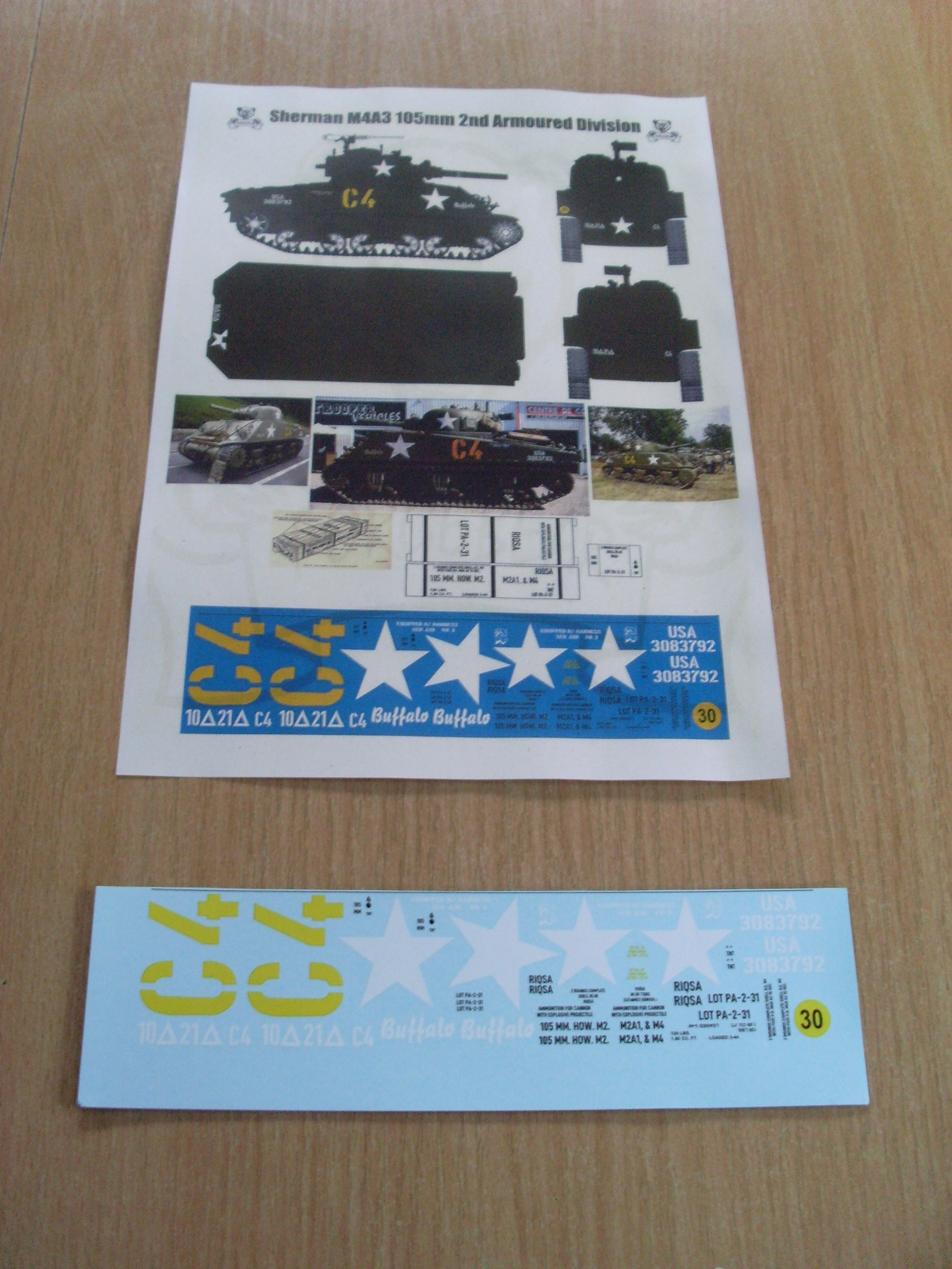 Detail Up 1/16 Scale WWII US Army Sherman M4A3 Tank Model Kit Water Slide Decal 